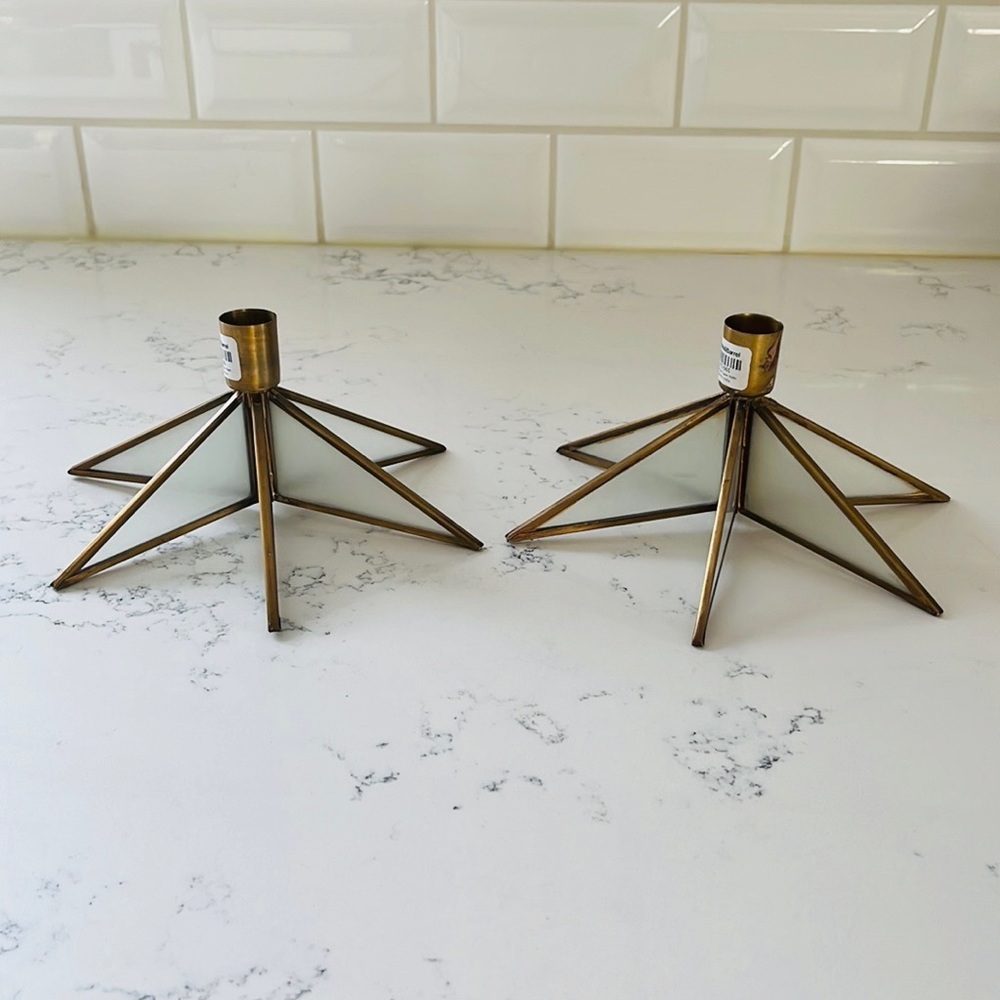 Crate&barrel Brass Star Taper Candle Holder - Picture 5 of 11